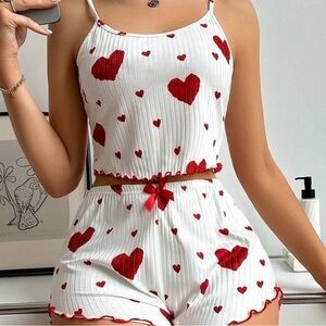 Sexy Heart Print Women's Pajama Set Size Large